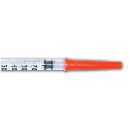 Duopross Meditech Safety Insulin Syringe with Needle InsoSafe® 0.5 mL 1/2 Inch 29 Gauge Retractable Safety Needle Regular Wall - Case of 1200 - 97300A11-CS
