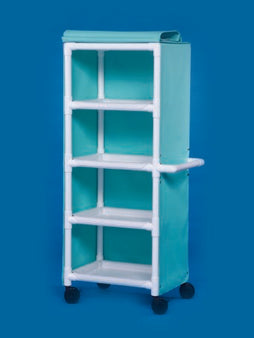 IPU Utility Cart PVC 31 X 66 X 20 Inch Teal 26 X 20 Inch Removable Shelves, 14.5 Inch Spacing - Each - MPC400-EA
