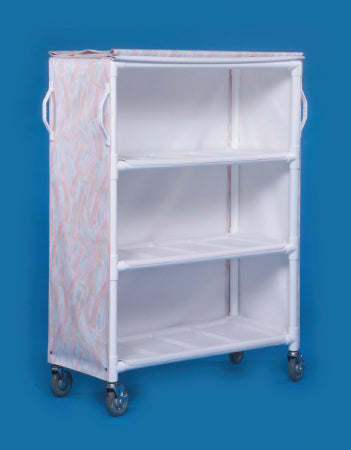 IPU Linen Cart with Cover 3 Shelves PVC 5 Inch Heavy Duty Casters, 2 Locking - Each - LC46-3-EA