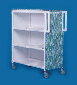 IPU Linen Cart with Cover 3 Shelves PVC 5 Inch Heavy Duty Casters, 2 Locking - Each - LC-243-EA