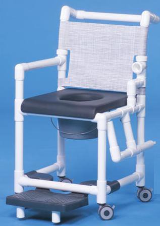IPU Commode / Shower Chair ipu® Drop Arm - Left PVC Frame Mesh Backrest 17-1/4 Inch Seat Width 300 lbs. Weight Capacity - Each - SCC767G-EA