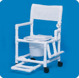 IPU Commode / Shower Chair Standard Fixed Arms PVC Frame Mesh Backrest 17-1/4 Inch Seat Width 300 lbs. Weight Capacity - Each - VL SC17 P WHITE-EA