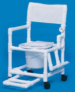 IPU Commode / Shower Chair Standard Drop Arm - Left PVC Frame Mesh Backrest 17-1/4 Inch Seat Width 300 lbs. Weight Capacity - Each - VL SC17 P FRLDA-EA