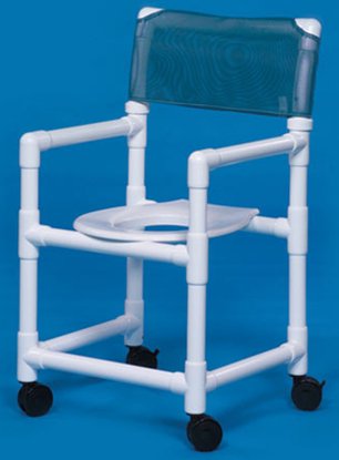 IPU Commode / Shower Chair Standard Fixed Arms PVC Frame Mesh Backrest 17-1/4 Inch Seat Width 300 lbs. Weight Capacity - Each - VL SC20 WINEBERRY-EA