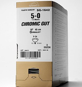 Medtronic MITG Absorbable Suture with Needle Chromic Gut HE-2 1/2 Circle Reverse Cutting Needle Size 4 - 0 - Box of 1 - G-1758K-BX