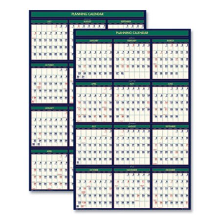 House of Doolittle™ Four Season Erasable Business/Academic Recycled Wall Calendar, 24 x 37, 12-Month(July-June):2023-2024, 12-Month(Jan-Dec):2024 - Each - HOD-391-EA