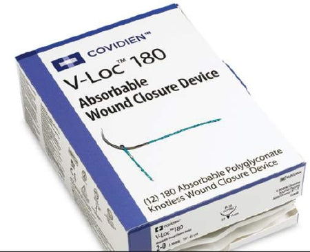 Covidien Absorbable Suture with Needle V-Loc™ 180 Wound Closure Device Polyglyconate P-14 3/8 Circle Precision Reverse Cutting Needle Size 3 - 0 Barbed Monofilament - Box of 1 - VLOCL0134-BX
