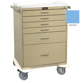 Harloff Treatment Cart Classic Line Steel 22 X 32 X 41.5 Inch Light Blue 23 X 17 Inch Drawer, Four 3 Inch, One 6 Inch, One 12 Inch - Each - 6450-EA
