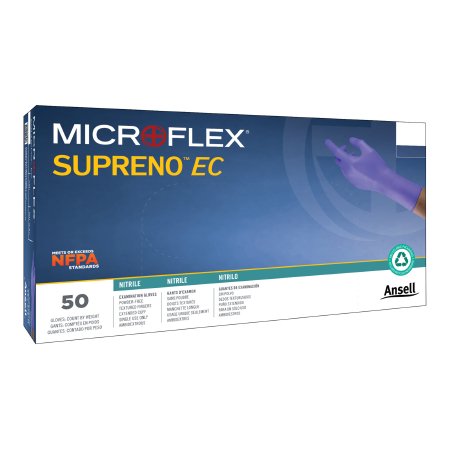 Microflex Medical Exam Glove Supreno® EC 3X-Large NonSterile Nitrile Extended Cuff Length Textured Fingertips Blue Chemo Tested / Fentanyl Tested - Case of 10 - SEC-375-3XL-CS