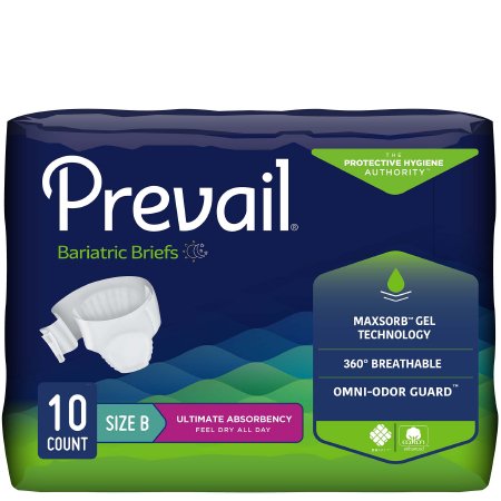 First Quality Unisex Adult Incontinence Brief Prevail® Bariatric Size B Disposable Heavy Absorbency - Case of 4 - PV-094-CS