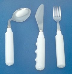 Alimed Soup Spoon Grip-Tight Angled / Left Handed White - Each - 2970011311-EA