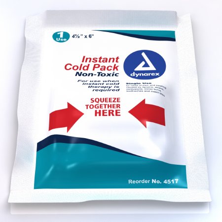 Dynarex Instant Cold Pack Dynarex® Non-Toxic General Purpose One Size Fits Most 4 X 5 Inch Plastic / Urea / Water Disposable - Case of 24 - 4517-CS