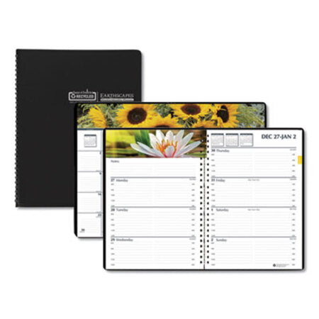 House of Doolittle™ Earthscapes Recycled Weekly/Monthly Planner, Gardens of the World Photography, 10 x 7, Black Cover, 12-Month (Jan-Dec): 2023 - Each - HOD-294632-EA