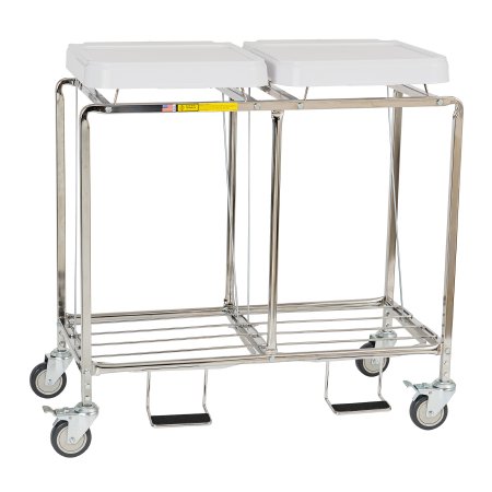 R & B Wire Products Double Hamper Stand Leakproof 30 to 35 gal. Capacity Foot Pedal White ABS High Impact Lid - Each - 684NB-EA