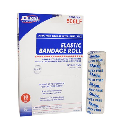 Dukal Elastic Bandage Dukal™ 6 Inch X 4-1/2 Yard Clip Detached Closure Tan NonSterile Standard Compression - Case of 50 - 506LF-CS