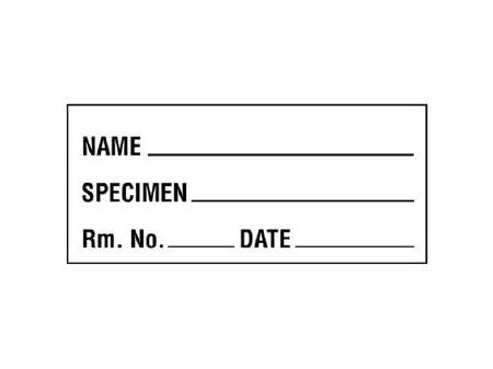 Shamrock Scientific Pre-Printed / Write On Label Laboratory Use White NAME _____ / SPECIMEN _____ / Rm. No. _____ / DATE _____ Black Patient Information 1 X 2-1/4 Inch - Roll of 1 - SL-2-PRE-RL