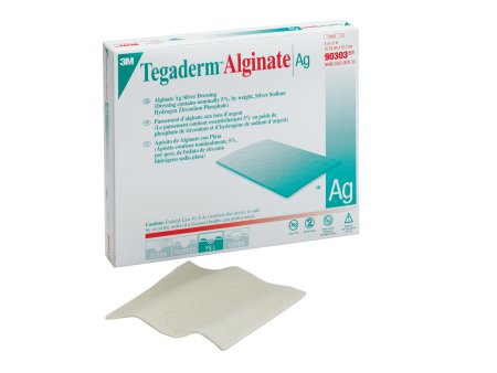 3M Silver Alginate Dressing 3M™ Tegaderm™ Alginate Ag 4 X 5 Inch Rectangle Sterile - Box of 10 - 90303-BX