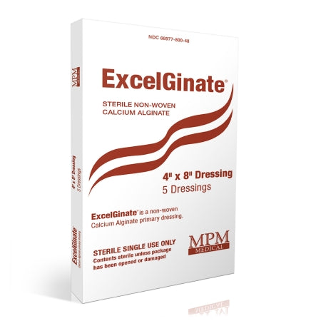MPM Medical Alginate Dressing ExcelGinate® 4 X 8 Inch Rectangle - Case of 50 - MP00801-CS