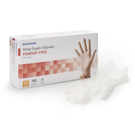 McKesson Exam Glove McKesson X-Small NonSterile Vinyl Standard Cuff Length Smooth Clear Not Rated - Box of 1 - 14-112-BX
