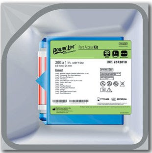 BD Huber Infusion Kits PowerLoc® Max 20 Gauge 3/4 Inch 8 Inch Tubing Y-Site Injection Port - Case of 5 - 2132075-CS