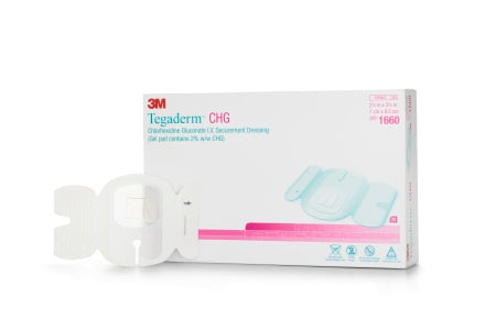 3M I.V. Dressing with CHG 3M™ Tegaderm™ CHG (Chlorhexidine Gluconate) / Film 2-3/4 X 3.375 Inch Sterile - Each - 1660-EA