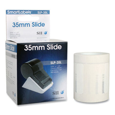 Seiko SLP-35L Self-Adhesive Small Multipurpose Labels, 0.43" x 1.5", White, 300 Labels/Roll - Box of 1 - SKP-SLP35L-BX