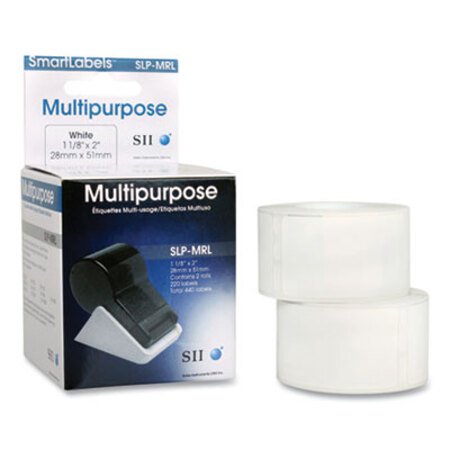 Seiko SLP-MRL Self-Adhesive Multipurpose Labels, 1.12" x 2", White, 220 Labels/Roll, 2 Rolls/Box - Box of 1 - SKP-SLPMRL-BX
