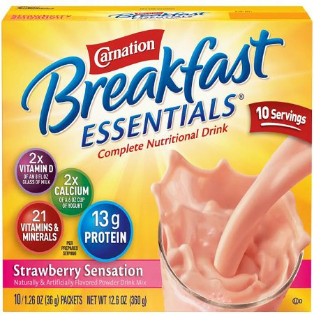 Nestle Healthcare Nutrition Oral Supplement Carnation Breakfast Essentials® Strawberry Sensation Flavor Powder 1.26 oz. Individual Packet - Each - 00050000486502-EA