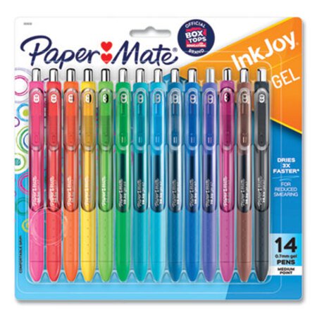 Paper Mate® InkJoy Gel Pen, Retractable, Medium 0.7 mm, Assorted Ink and Barrel Colors, 14/Pack - Pack of 1 - PAP-1951636-PK