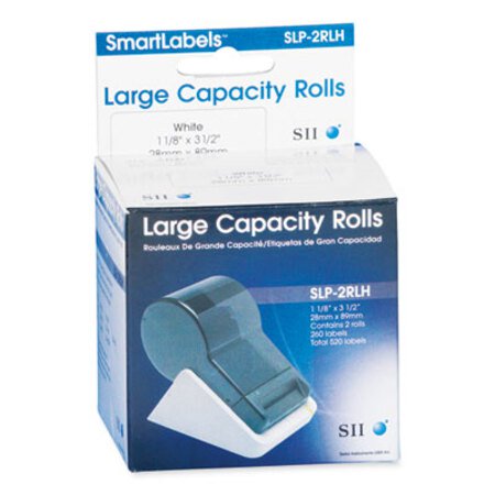 Seiko SLP-2RLH Self-Adhesive Address Labels, 1.12" x 3.5", White, 260 Labels/Roll, 2 Rolls/Box - Box of 1 - SKP-SLP2RLH-BX