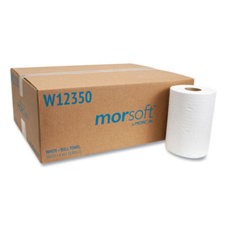 Morcon Tissue Morsoft Universal Roll Towels, 1-Ply, 8" x 350 ft, White, 12 Rolls/Carton - CT/1 - MOR-W12350-CT
