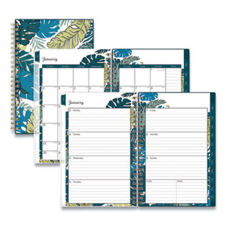 Blue Sky® Grenada Create-Your-Own Cover Weekly/Monthly Planner, Jungle Leaf Artwork, 8 x 5, Green/Blue Cover, 12-Month (Jan-Dec): 2024 - Each - BLS-137275-EA