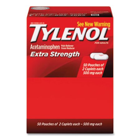 Tylenol® Extra Strength Caplets, Two-Pack, 50 Packs/Box - Box of 1 - MCL-44910-BX