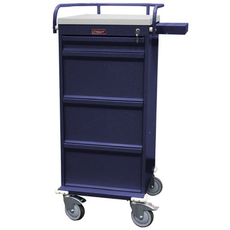 Harloff Medication Cart Mini-Line Steel 25 X 42.5 X 22 Inch Navy Blue One 3 Inch, Two 9.75 Inch, One 9.75 Inch Drawers - Each - VLT240PC-EA