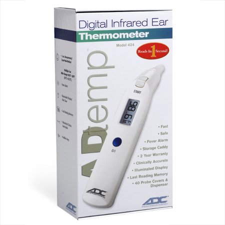 American Diagnostic Corp Tympanic Ear Thermometer Adtemp™ Ear Probe Handheld - Each - 424-EA