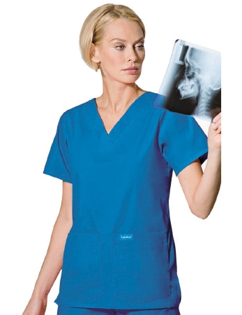 Landau Uniforms Scrub Shirt X-Large Navy Blue 4 Pockets Short Set-In Sleeve Female - Each - 8219BNPXLG-EA