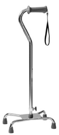 Graham-Field Small Base Quad Cane Lumex® Silver Collection Low Profile with Ortho-Ease® Grip Aluminum 30 to 39 Inch Height Silver - Case of 4 - 6121A-CS