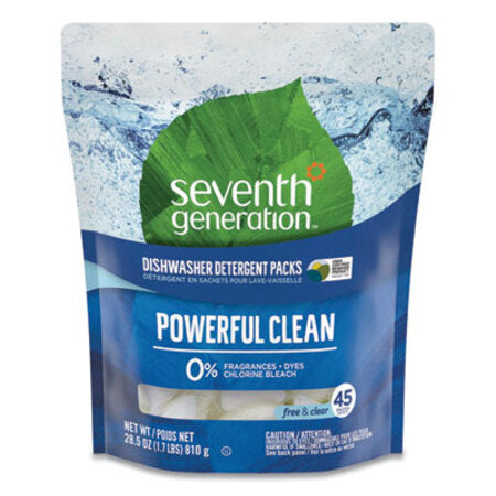 Seventh Generation® Natural Dishwasher Detergent Concentrated Packs, Free and Clear, 45 Packets/Pack - Pack of 1 - SEV-22897-PK