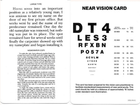 Bernell/Vision Training Products Eye Chart 16 Inch Distance Acuity Test - Each - ODNVC-EA