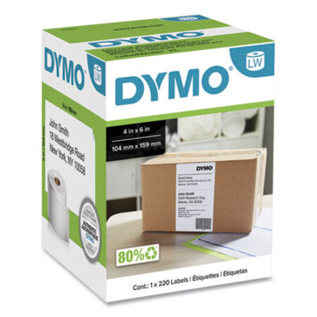 Dymo® LabelWriter Shipping Labels, 4" x 6", White, 220 Labels/Roll - Roll of 1 - DYM-1744907-RL
