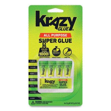 Krazy Glue® Single-Use Tubes, 0.07 oz, Dries Clear, 4/Pack - Pack of 1 - EPI-KG58248SN-PK