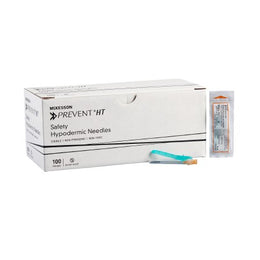 McKesson Safety Hypodermic Needle McKesson Prevent® HT 1-1/2 Inch Length 25 Gauge Regular Wall Hinged Safety Needle - Case of 800 - 102-N25105S-CS