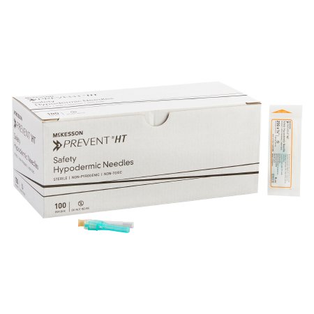 McKesson Safety Hypodermic Needle McKesson Prevent® HT 5/8 Inch Length 25 Gauge Ultra Thin Wall Hinged Safety Needle - Case of 800 - 102-N2558S-CS