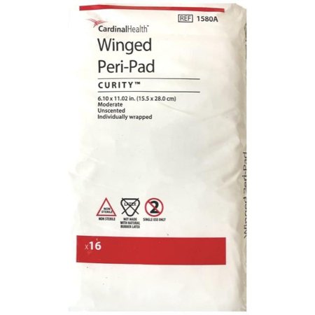 Cardinal OB / Maternity Pad Curity™ With Wings Super Absorbency - Bag of 16 - 1580A-BG