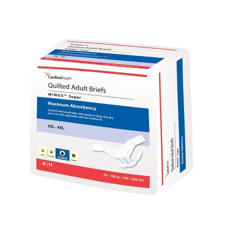 Cardinal Unisex Adult Incontinence Brief Wings™ Bariatric 3X-Large Disposable Heavy Absorbency - Case of 4 - 67095-CS