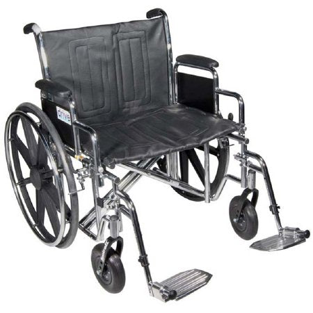 Drive Medical Bariatric Wheelchair drive™ Sentra EC Heavy Duty Dual Axle Full Length Arm Elevating Legrest Black Upholstery 24 Inch Seat Width Adult 450 lbs. Weight Capacity - Each - STD24ECDFA-ELR-EA
