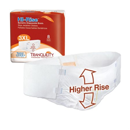 Principle Business Enterprises Unisex Adult Incontinence Brief Tranquility® HI-Rise™ Bariatric 3X-Large Disposable Heavy Absorbency - Case of 32 - 2192-CS