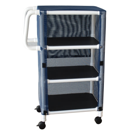 MJM International Linen Cart with Cover 3 Shelves 75 lbs. per Shelf Weight Capacity PVC 3 Inch Twin Casters - Each - 325-3C-EA