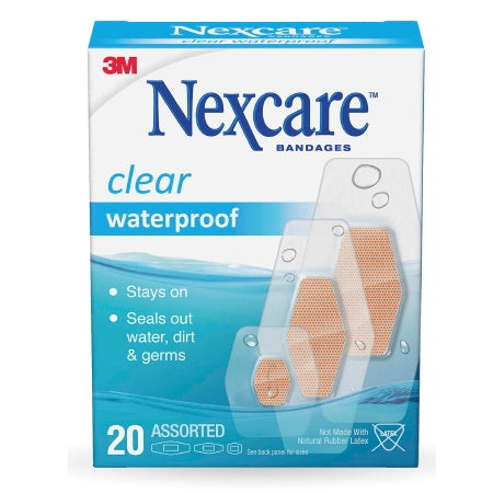3M Adhesive Strip 3M Nexcare™ 7/8 X 1-1/16 Inch / 1-1/4 X 2-1/2 Inch / 1-1/16 X 2-1/4 Inch Plastic Rectangle Sheer Sterile - Box of 20 - 05113199524-BX
