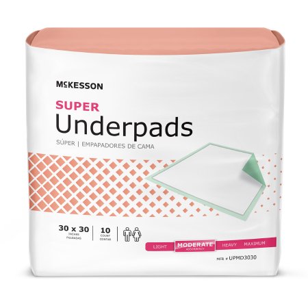 McKesson Disposable Underpad McKesson Super 30 X 30 Inch Fluff / Polymer Moderate Absorbency - Case of 150 - UPMD3030-CS